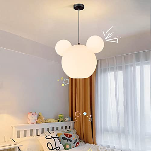 Mickey Kronleuchter für Kinderzimmer, dimmbar, Hängeleuchte, Weiß, 45 cm, wechselndes Licht, dreifarbig, Hängeleuchte, LED, Cartoon, Maus, für Jungen und Mädchen, Schlafzimmer, Wohnzimmer, Beleuchtung