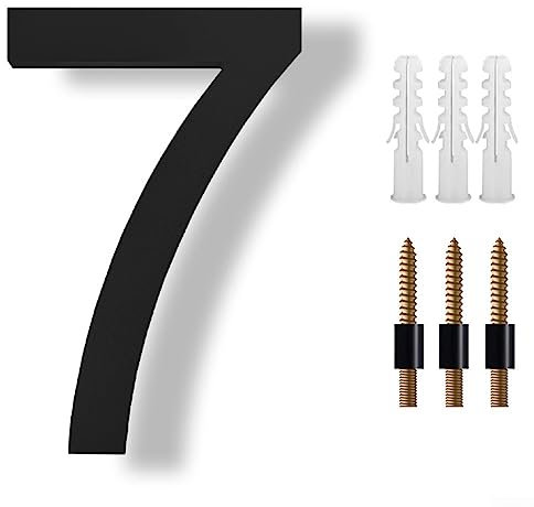 Floating House Numbers Sign, 8 Inch Modern Floating House Numbers Large Metal Black Shadow Address Garage Gate Plaque Street Numerals- 7