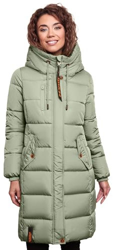 MARIKOO Damen Wintermantel Winterjacke mit Kapuze Steppmantel B941 [B941-Yuik-Smokey-Mint-Gr.XS]