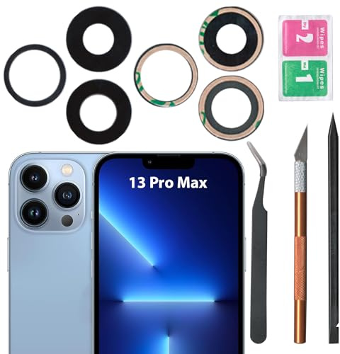 Lente de cámara trasera de repuesto para iPhone 13 Pro Max, 13 Pro Max, kit de herramientas de reparación de vidrio de repuesto con adhesivo preinstalado, lente de cámara de vidrio trasero, juego de