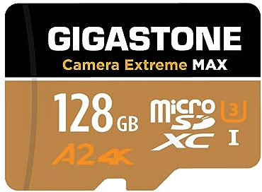 [5-Yrs Free Data Recovery] GIGASTONE 128GB Micro SD Card, Camera Extreme MAX, Up to 160/100 MB/s, MicroSDXC Memory Card for DJI, Gopro, Insta360, Dashcam, 4K Video, UHS-I A2 V30 U3 with Adapter