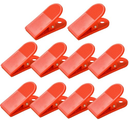 Büroklammern Kunststoff, 58mm Große Scharnier Klammern Briefklemmer, Bulldogge Binder Clips für Büros Küche Hause, 10er Pack ROT