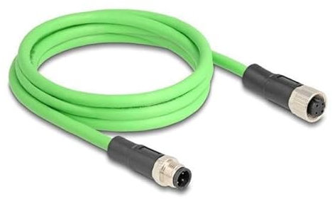 80407 - M12 Kabel D-kodiert 4 Pin Stecker zu Buchse PUR TPU 2 m