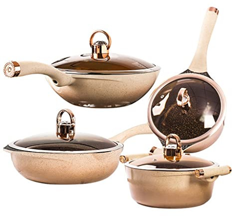PACUM Marmite à Soupe Wok 8 pièces, Fournitures de cuisinière à gaz Domestique à Induction, Ensemble de casseroles de Cuisine Vision