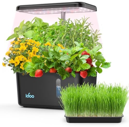 iDOO Systèmes de Culture hydroponique avec bac à gazéificateur, kit de Culture d'intérieur avec Pompe, minuteur Automatique, kit de Germination des Plantes jusqu'à 30 cm, Cadeaux de Plantation