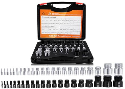 44PCS Nut and Bolt Thread Checker, Thread Checker Box, Bolt Thread Identifier, Made of ALUMINIUM Material, High Testing Accuracy, Multiple Size Options