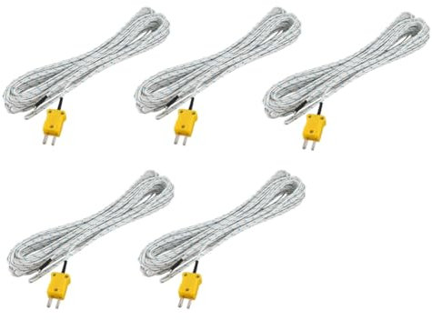 Janasiba 5 x -50-250 Celsius K Typ Kabel 10 m Temperatursensor Thermoelement-Sonde