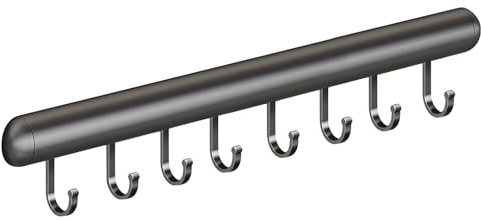 Global-Daily Kitchen Rail with Hooks, Utensils Rack with Sliding Hooks Wall Mounted, Utensil Holder for Pans, Spoons, and Shovels, Self Adhesive (40cm)