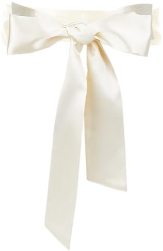 CRASPIRE Cintura lunga da donna in raso, con sciarpa e cintura, bianco, 71.65x2.05x0.06 inch(182x5.2x0.15cm)