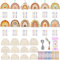12tlg DIY Herbst Windspiel Bastelset Kinder, Regenbogen Holz Blatt Windspiele zum Bemalen mit Hängendem Klangspiele Kreativsets mit Diamant Aufkleber Geburtstag Geschenke für Mädchen Jungen