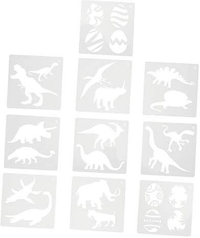 NUOBESTY 10st Dinosaurier-vorlage Bastelvorlage Cartoon-tier-schablone Wände Fahnenschablonen Scrapbooking-schablonen Wiederverwendbare Malschablone Diy-malvorlage Malvorlage Malen Weiß