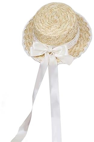 WYLZLKX Chapeau de paille à large bord pour femme - Chapeau de paille avec nœuds - Chapeau de paille en ruban - Chapeau de paille - Chapeau de plage