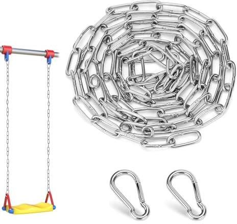 Catena in acciaio inox al metro, 2 m di diametro 3 mm, catena in acciaio inox, catena a maglie in acciaio inox, catena con moschettone, altalene, catenella sospesa