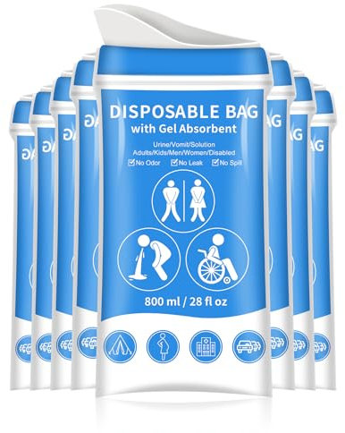 PEAKINGTECH Bolsas de urinario desechables de gel para viajes: orina vómito, inodoro portátil de emergencia en camping, mujeres y hombres (8)