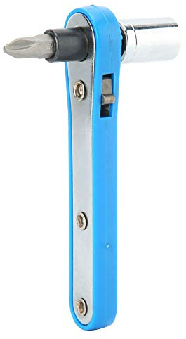 Ratchet Socket Wrench, 10mm Blue Mini Ratchet Wrench Tool with PH2 Screwdriver Bit Kit, Wrench Set for Garage, Auto Repair Shop, Factory, Home Repairing Use, Compact Design, Labor and Time Saving
