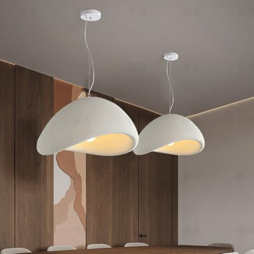 CNMKLM Moderne Pendelleuchte für Esszimmer Küche Insel Licht Flur Restaurant Hängelampe E27 Sockel Japanische Wabi-Sabi Stil Vogelnest Form Hängeleuchte Beleuchtung Leuchte(Weiß,40CM)
