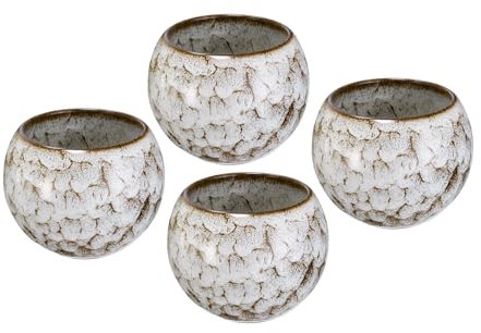 sourcing map 4pcs Chinese Japanese Ceramic Teacups 5.07 oz Handmade Gong Fu Tea Set Ceramic Glaze-Changed No Handle Small Tea Cup for Mate Tea Coffee Wine Drinks Home and Gifts, Beige