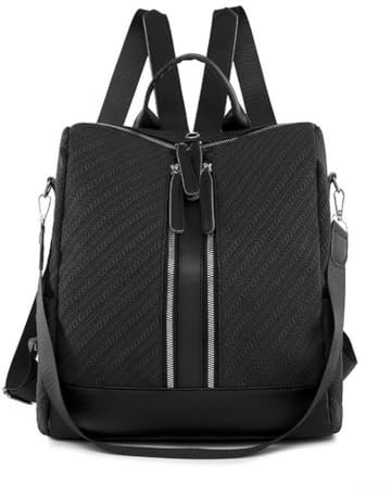FUXIU Wasserdichter Damen-Rucksack, Reiserucksack mit wasserabweisender, modischer und funktionaler Tasche, Schwarz