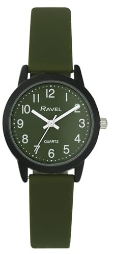 Ravel - Silikon-Unisex-Armbanduhr Sommer in Schwarz (37mm Uhrengehäuse) - Analog Quarz - R1814.11 - Königliches Grün