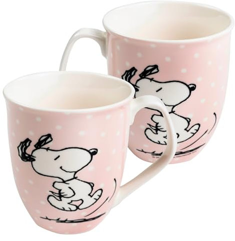 United Labels The Peanuts Snoopy - Taza de café (280 ml), diseño de lunares, color rosa