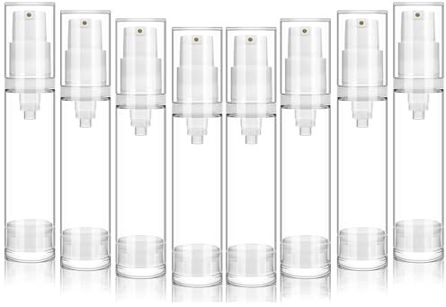 JBLJDWD 8 Pcs Airless Pump Bottle, Travel Containers, Refillable Pump Bottle Pump Dispenser Easy to Carry Travel Pump Bottle for DIY Foundation Lotion Shampoo Toner Perfume (10ML)