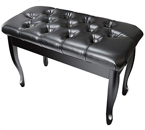 Doppel Klavierhocker mit Aufbewahrungskissen - Schwarz Klavierbank Hocker mit wasserdichtem PU-Leder, Holzbank mit Aufbewahrungsfunktion - Perfekt für Klavierspieler
