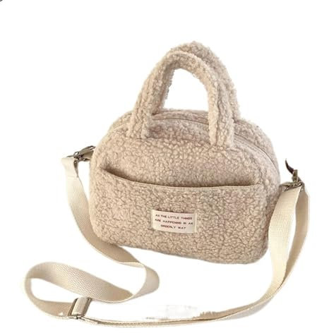 AHIOJEGX Plüsch Handtasche Winter-Plüsch-Umhängetasche, pelzige Tragetasche for Damen, Handtaschen, Flauschige Umhängetasche, Hobo-Tasche, Sling, weiche Umhängetasche, weibliche Shopper-Tasche(Beige)