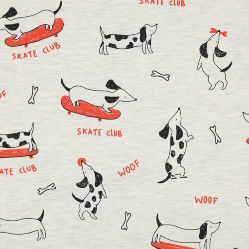 VmG-Store 1m Jerseystoff zum Nähen Baumwolljersey Nähstoff KEINE Meterware Kinderstoff (Skater Dog Jb053)