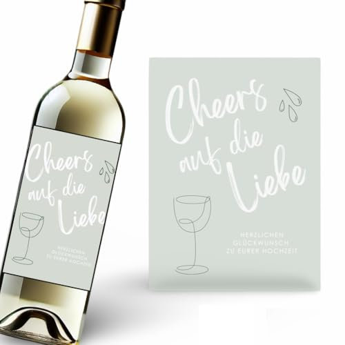 Weinflaschenetikett | Geschenk für Hochzeit (Cheers)