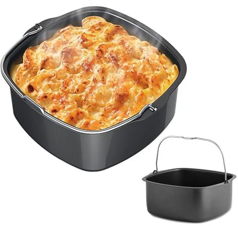 Heißluftfritteuse Form, Hitzebeständig Luftfritteuse Zubehör, 22cm Wiederverwendbar Kuchenform Brotbackkorb, Airfryer Zubehör für HD9925, HD9860, HD9905 01