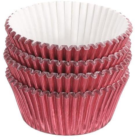 sourcing map Metallic Foil Cupcake Liners for Baking Cupcake, 100Pcs Cupcake Muffins Liners Cupcake Holders Paper Greaseproof Wrappers for Wedding, Showers, Gift, Rose Gold