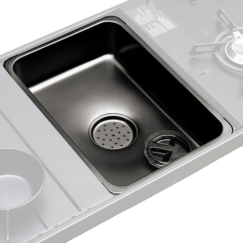 Évier de véhicule récréatif – Évier de cuisine extérieur en acier inoxydable – Cuve à vaisselle multifonction avec bouchon de vidange pour camping, pique-nique, camping-car et barbecue