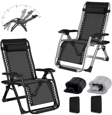 BYYBOU Tumbona Jardin Exterior Plegable, Espreguiçadeira Piscina Silla Gravedad Cero Jardin Plegables 200KG, Amaca Playa Plegable con Cojines y Fundas Hamacas Jardín Tumbonas para Terraza 72cm