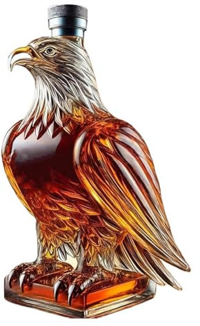Eagle Crystal Carafe à décanter à whisky – Bouteille de liqueur élégante de 13 cm avec bouchon en métal hermétique, décoration de bar et cadeau pour les amateurs de bourbon et de scotch (base carrée)