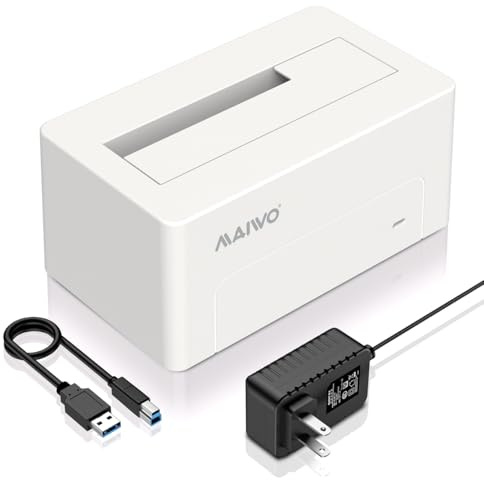 MAIWO Adaptateur SAS vers USB 3.0, boîtier SAS SATA HDD SSD de 2,5 à 3,5, capacité de 24 To, lecteur de disque dur externe avec adaptateur d'alimentation 12 V 2 A, sans outil (blanc)