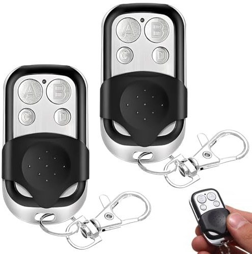 Tomedeks 2 Piezas Mando Garaje 433MHz, Universal Mando 4 Botones Código Fijo, Controles Remotos Botones con Letras, para Puerta de Garaje Automática