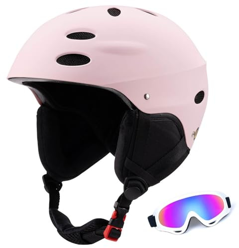 Skihelm für Erwachsene Damen & Herren – Snowboardhelm mit verstellbarem Drehverschluss(Pink,S(51-54CM))