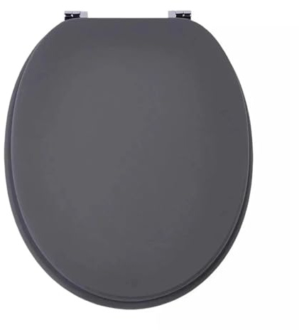 18 MDF Toilet Seat Universal Adjustable Fit Most Toilets Oval Seat┃Bathroom Standard Wooden MDF Toilet Seat | WC SEAT +Fittings (Grey)