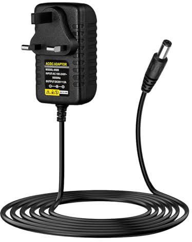 9V 2A DC Power Supply Adapter for RockJam Keyboard RJ661 RJ761 RJ654 RJ461 18W Charger UK Plug Cable 5.5x2.5mm for Keyboard Piano Exercise Bike LED Strip Router CCTV Camera 100-240V AC Transformer