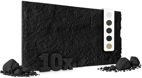 HEXIM Steinoptik Felsen Platten 10 Stück 120x60cm PU Wandverkleidung 7,3 m² 3D Paneele Bruchstein Stone Dekor Wandpaneele Wanddeko Steinplatte Wohnzimmer Innenwand schwarz (A002-06 Dark Black)