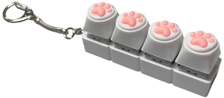 THXFUNAREA Portachiavi Tastiera Antistress Fidget, Mini Tastiera Fidget con 4 Tasti Colorati, Forma di Gatto, Sensoriale per Adulti, Clicker per Alleviare lo Stress e l'Ansia