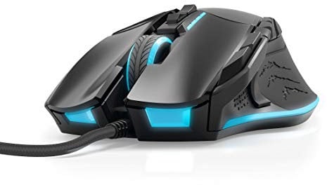 uRage Gaming-Maus 8200 dpi (Mouse für Gamer, 13 programmierbare Tasten, zusätzliche Gewichte, 1,8m Kabel, USB, 1000 Hz, MMO geeignet, RGB LED Beleuchtung, DPI Anzeige) Laser Maus schwarz/blau