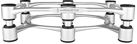 IsoAcoustics Aperta Series Isolation Speaker Stands with Tilt Adjustment: Aperta300 (30 x 20 cm) Silver - Single