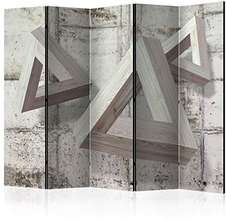 decomonkey Paravent Raumteiler Innen Beton Textur, 225x172 cm, 5-teilig