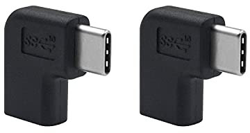 Duttek USB C Adapter, 90 Degree USB C Type C Adapter, Right & Left USB 3.1 Type C Male to Female Extension Adaptor for Laptop & Tablet & Mobile Phone 2-pack