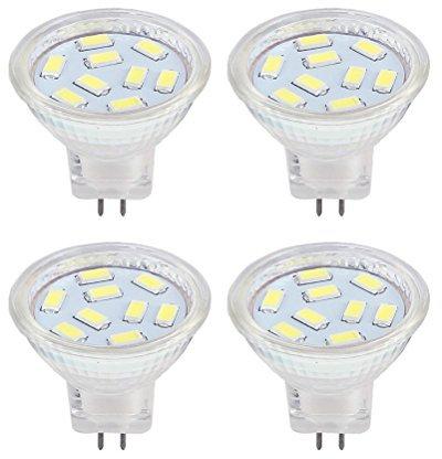MR11 LED Bombilla GU4 2W 12V blanca fría 6000K, reemplazo halógeno 20W, adecuado para el hogar, el paisaje, incrustado, iluminación de riel (4 unidades)