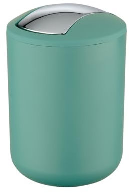 WENKO Poubelle Salle de Bain, Mini Poubelle Salle de Bain 2L, 14x21x14 cm, vert d’eau