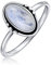 Bling Jewelry Westlicher Boho Zarter Lünette-Set Ovaler Cabochon Edelstein Schillernder Stimmungswechselnder Mondsteinring Für Frauen Teen 1MM Dünnes Band Oxidiertes .925 Sterlingsilber