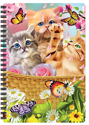 3D LiveLife A5 Notizbuch - Kätzchen Spaß Zeit von Deluxebase. 80-seitiges 3D-Katzen-Notizbuch. Schul- oder Büromaterial mit Kunstwerken, von renommierten Künstler Michael Searle lizenziert