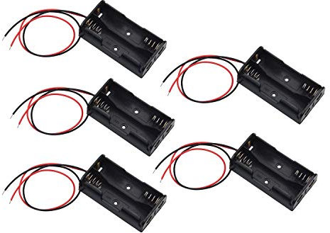 5pcs 2X AA 3V Plastic CELL Battery Clip Slot Holder Case Battery Storage Box Double Deck/Back to Back with Wire Leads (2X AA)